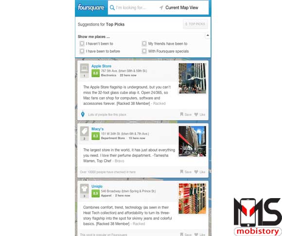 تطبيق foursquare